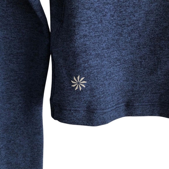 Athleta Girl Downtime Ruched Front Long Sleeve Top Heather Blue Medium - Picture 5 of 7